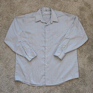 Geoffrey Beene Gray Long Sleeve Button Up Pocket Dress Shirt Size 17.5 34/35 XL